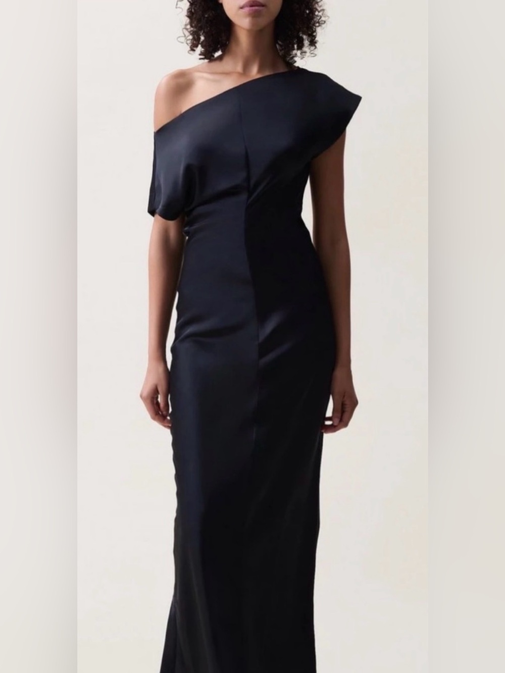 Rag & Bone Black Off the Shoulder Satin Maxi Dress - Women's Size 4